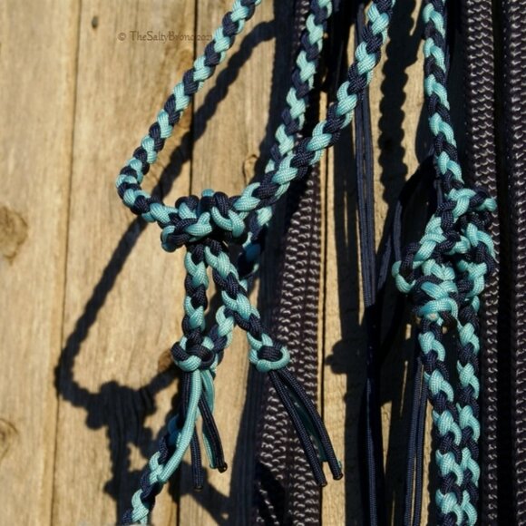 Handmade Soft Cotton Rope Loping Hackamore w/ Braided Headstall & Split Reins - Picture 8 of 12